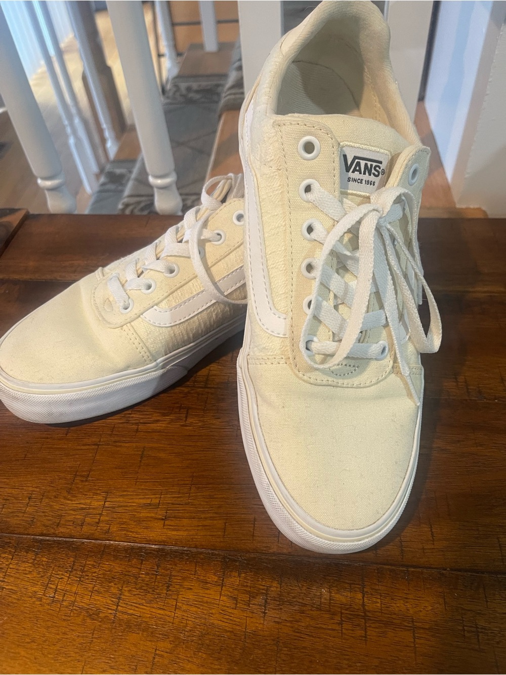 Vans Pale Yellow and White Old Skool Low-Top Sneakers